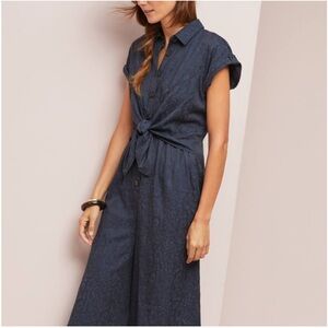 Anthropologie | ett:twa James Navy Blue Tie-Waist Jumpsuit, Size 0